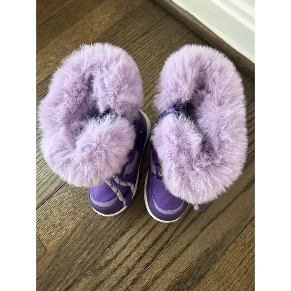 DREAM PAIRS Girls Toddler Snow Boots Slip Resistant Faux Fur Purple Sz 5 NEW